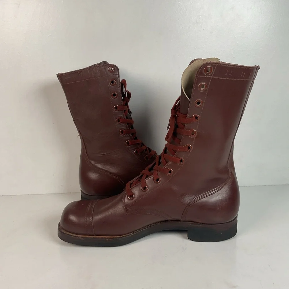 Vintage Vietnam War Brown Jump Boots | Cap Toe | Paratrooper | 11 N - Picture 12 of 16